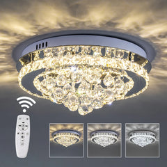 Modern Round LED Ceiling Light Crystal Chandelier Lamp, 40CM Dimmable