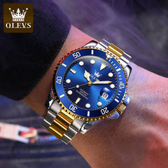 OLEVS 6650 Men Watch Classic Original Automatic Mechanical Watch For Man Zircon Scale  Waterproof Luminous Stainless Steel Reloj