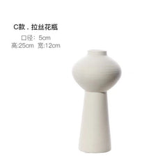Minimalist Handmade Art Zen Vase Ceramic Decoration Living Room Model Home Decoration Black and White Art Vase Hand Drawing Home Decor