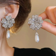French Luxury Flower Pearl Jewelry Set – Multi-Layer Necklace & Earrings