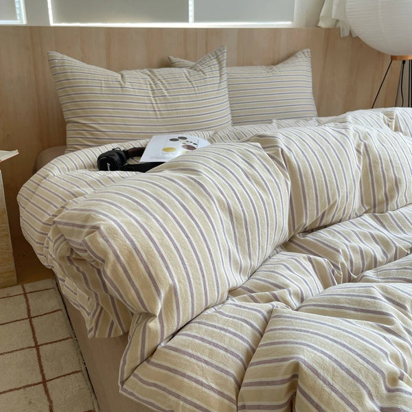 Nordic sling Cotton Pink Stripes Duvet Cover 150x200 Size Girl's Room housse de couette Skin friendly Breathable Comforter Sets