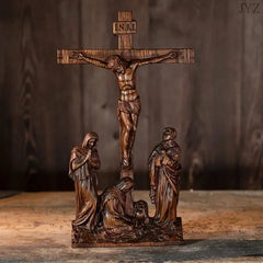 High Quality Vintage Crosses Jesus Wood Crafts ,Desktop Icon wall hanging Ornaments