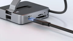 Hagibis Magnetic Stand USB C Hub With 2230 SSD Enclosure Type-C Hub SD/TF 4.0 4K@60Hz HDMI Gigabit Ethernet for iPhone 17 Pro 16