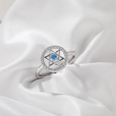 Trumium Jewish Star of David Rings for Women 925 Sterling Silver Blue Zirconia Open Finger Ring Protection Amulet Jewelry Gifts