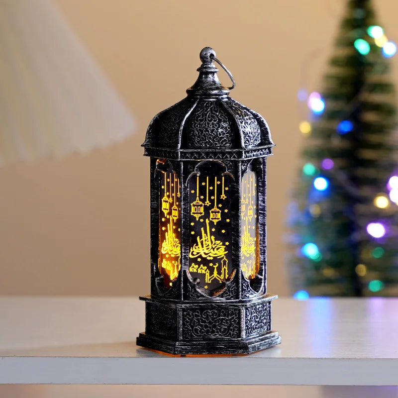 Creative Eid Mubarak Candle Lamp Islamic Ramadan Crescent Moon and Star Night Light Muslim Party Decor Eid Party Supplies