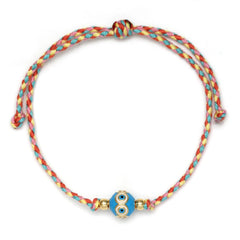 Lucky Eye Adjustable Colorful Braided Rope Bracelet Turkish Evil Eye Bead Copper Zircon Charm Bracelet for Women Men Jewelry