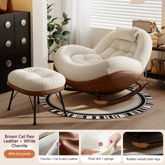 Modern Single Rocking Chair with Headrest Living Room Bedroom Cozy Chenille Lounge Chair Home Office Soft Relaxing Accent Chair Bar Stools & Counter Stools Kitchen & Dining Furniture