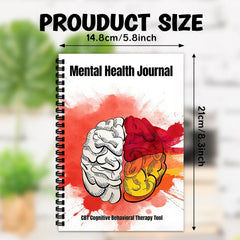 1SET Spiral Notebooks Daily Mental Health Journal, Self-Care, Meditation & Emotional Tracking Diary for Men and Women, Anxiety R