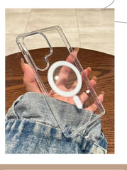 For Magsafe Magnetic Charge Case For Samsung Galaxy S26 S25 S24 S23 Ultra Plus FE Edge A16 A15 A35 A55 Clear Acrylic Slim Cover