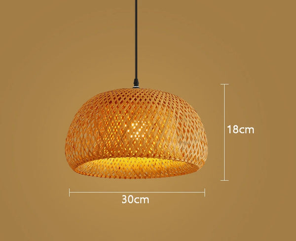 30cm Bamboo Rattan Pendant Lamp – Handwoven E27 Light Home Decor