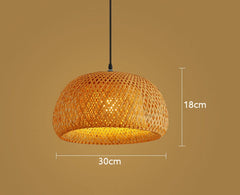 30cm Bamboo Rattan Pendant Lamp – Handwoven E27 Light Home Decor