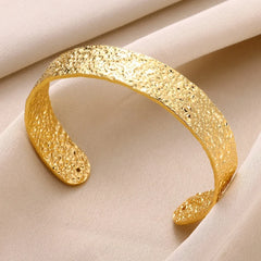 Wrinkle Texture Open Cuff Bracelet – Stainless Steel Bangle