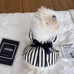 Bow Dog Princess Dress Dog Clothes Summer Black White Luxury Striped Skirt Dog Vest Chihuahua Bichon Yorkie Clothing for Dogs Pet Shop Pet Clothing