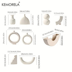 Nordic Ceramic Vase Circular Hollow Donuts Flower Pot Home Living Room Decoration Accessories Interior Office Desktop Decor Gift