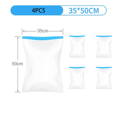 4 Packs Space Saver Compression Bags No Pump Needed - Vacuum Seal Storage Bags for Clothing Travel Camping Essentials