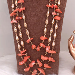 Dudo 2023 African Jewelry Set – Coral & Crystal Beaded Necklace for Women