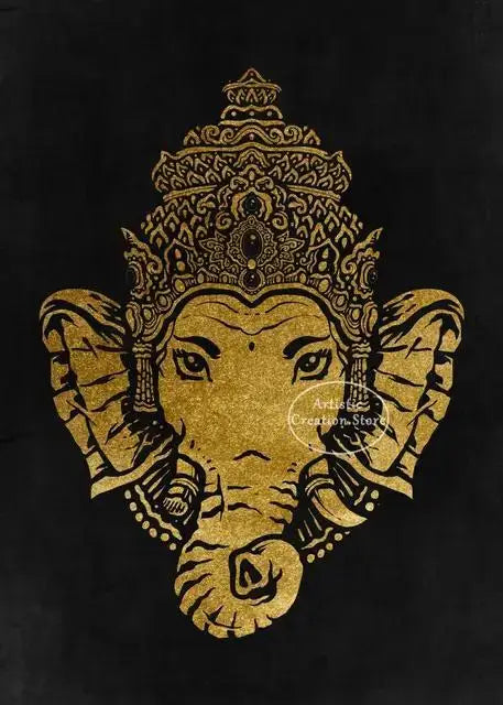 Golden Om Hindu Symbol Ganesha Poster  Indian God Canvas Prints Wall Art for Living Room Bedroom  Minimalist Decor Spiritual Hom