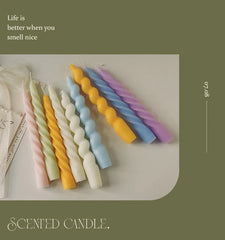Ins Style Thin Spiral Long Rod Candle Scented Candle Aromatherapy Soy Wax Candles Wedding Birthday Candle Party Home Decoration