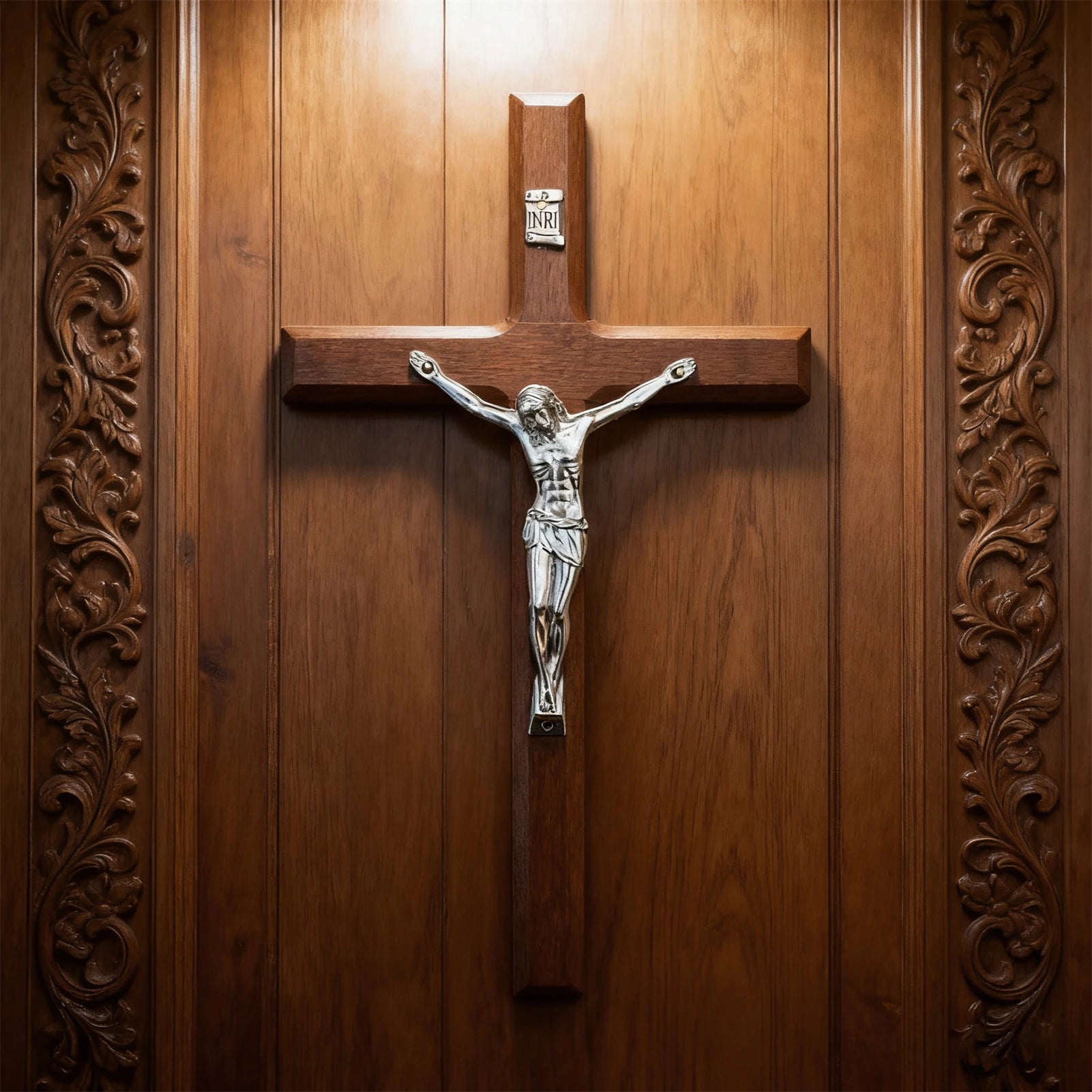 7.8 Inch Wooden Catholic Cross Wall Decor Handcrafted Wood Cross for Home Desktop and Wall Decoration Religious Gift
