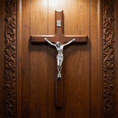 7.8 Inch Wooden Catholic Cross Wall Decor Handcrafted Wood Cross for Home Desktop and Wall Decoration Religious Gift