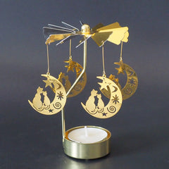 Gold Silver Candlesticks Rotating Romantic Rotation Spinning Carrousel Tea Light Candle Holder Dinner Wedding Bar Party