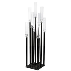 Black 8 Heads Candle Holders Set, Wedding Party Table Centerpieces, Geometric Candelabra for Event Decor