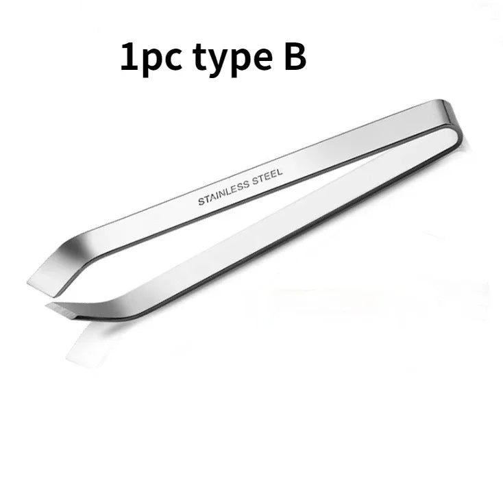 Fish Bone Tweezers Stainless Steel Flat and Slant Tweezers Pliers Remover Tools (4.6") Kitchen Food Gadgets Seafood Tools