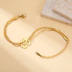 Dawapara Om Ohm Aum Charm Spiritual Pendant Stainless Steel Bracelet Yoga Jewelry Meditation Buddhist Spiritual Amulet