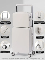 20+14"24+14" Luggage Set with USB & Cup Holder TSA Lock 360° Wheels Side-standing foot hook PC+ABS Suitcase Foldable Travel case