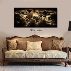 1pcs Modern Black Gold World Map Decoration Painting Living Room Sofa Background Wall Hanging Painting Office Study Entrance Mur