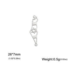 Teamer Stainless Steel Jewish Star of David Israel Map Hebrew Letter Charm Pendant for Jewelry Making Necklace DIY Wholesale