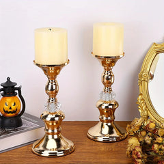 1pc Iron Candlestick Roman ColumnVintage Metal Pillar Candlestick Holders Elegant Crystal Candle Stands Home Decoration