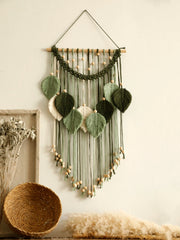 Multicolor Leaves Tapestry Boho Hand Woven Macrame With Wooden Beads Crafts Wall Hanging Nordic Home Decoration Mother Day Gift