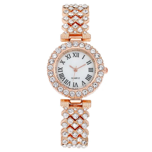 Luxury Women’s Diamond Steel Band Watch & Bracelet Set
