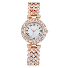 Luxury Women’s Diamond Steel Band Watch & Bracelet Set