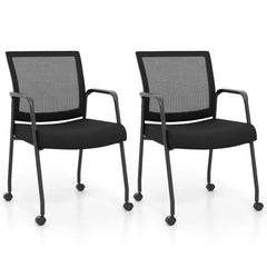 GOFLAME 2Pcs Office Chairs Meeting Room Conference Chair on Wheels Office Furniture