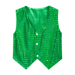Kids Girls Boys Shiny Sequins Vest Waistcoat Hip-hop Jazz Street Dance Stage Performance Costume Musical Festival Tank Tops
