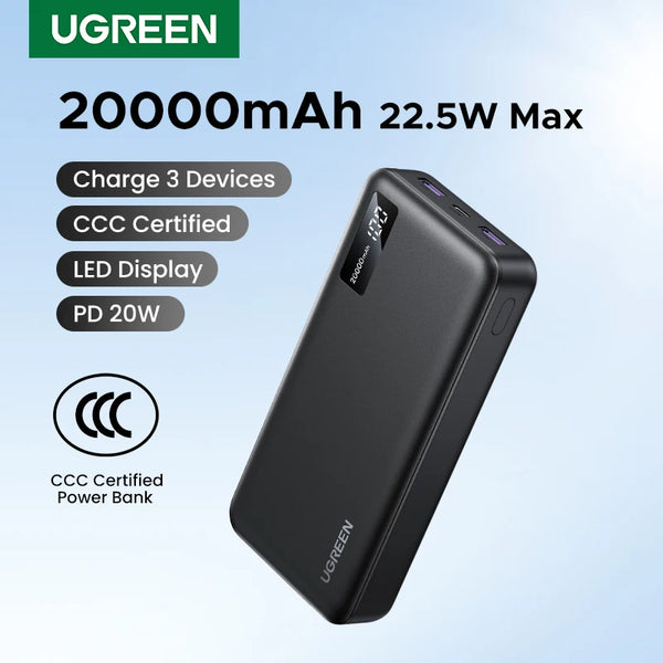 UGREEN 20000mAh PD 20W Power Bank Fast Charge Portable PowerBank for iPhone 17 16 15 Pro Max Xiaomi Phone External Battery 30W