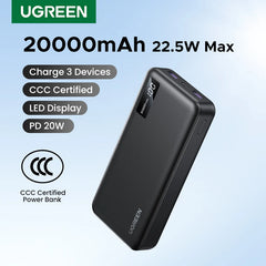 UGREEN 20000mAh PD 20W Power Bank Fast Charge Portable PowerBank for iPhone 17 16 15 Pro Max Xiaomi Phone External Battery 30W