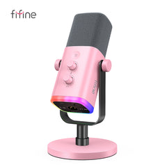 FIFINE USB/XLR Dynamic Microphone with RGB Control/Headphone jack/Mute,MIC for PC Gaming Recording Streaming AmpliGame-AM8