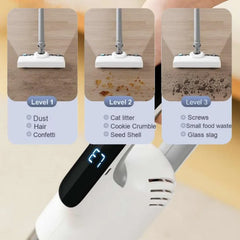 Cordless handheld vacuum cleaner, 15000PA suction power, 8-in-1 function, with LED light, 3000mAh battery.