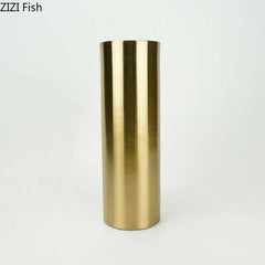 Gold-plated Brass Cylinder Vase Artificial Flowers Decorative Flower Arrangement Desk Decoration Minimalism Metal Floral Vases Home Decor