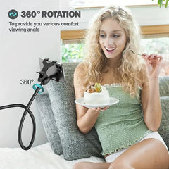 138cm Cell Phone Clip on Stand Holder with Grip Flexible Long Arm Gooseneck Lazy Bracket Mount Clamp for Smartphones ﻿
