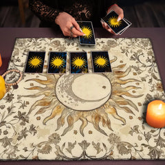 Floral And Sun Tarot Card Tablecloth Altar Cloth Flower Life Spread Tarot Reading Cloth Spiritual Oracle Card Pad