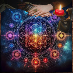 Tarot Tablecloth Mandala Flower Of Life Altar Cloth For Divination Meditation Circle Galaxy Tarot Mat Spiritual Oracle Card Pad