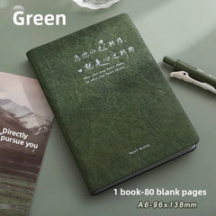 No Anxiety Pleated Leather Face Book A6 Blank Thickened Pocket Notebook Stamp Collection Diary Travel Stamp Book