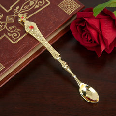 HTISOK Church Product Religion Accessory Gold Plated Orthodox Holy Water Spoon Religious Rituals for Church Decoration