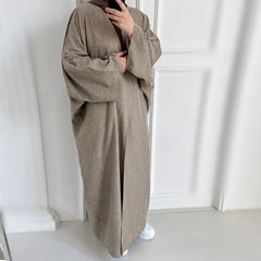 Summer Abaya Dubai Turkey Muslim Batwing Sleeves Islamic Clothing Women Hijabi Outwear Ramadan Eid Kaftan Open Front Kimono
