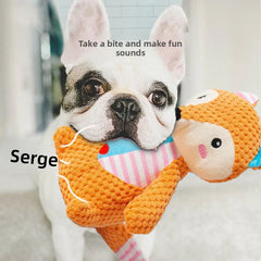 Pet Dog Plush Toy Cute Fox Elephant Bite Resistant Interactive Squeaky Dog Chewing Toy Dog Teeth Cleaning Sounding Doll Chew Toy Pet Shop