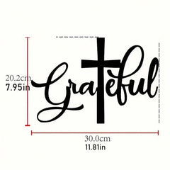 1PC Metal Cross Wall Art - 2D Flat Christian Religious Hanging Ornament, Faith-Inspired Home Decor for Living Room